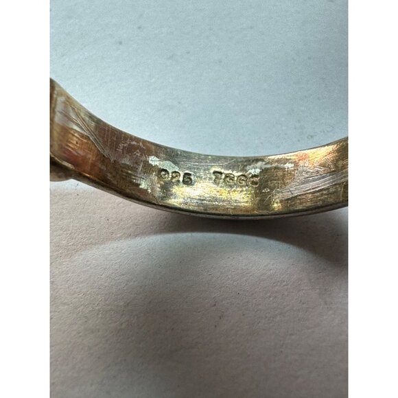 Estate Sterling Silver 925 Moss Agate Ring Size 7 Rectangular Cabochon 6.8g - Picture 5 of 8